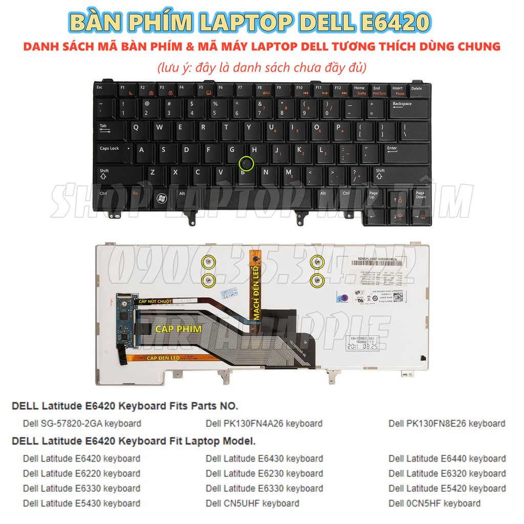 (KEYBOARD) BÀN PHÍM LAPTOP DELL E6420 (RENEW) dùng cho Latitude E5420 E5430 E6220 E6230 E6320 E6330 E6420 E6430