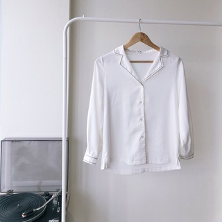 Áo sơ mi Trắng freesize hiện đại - SƠ MI dáng form suông cổ vest