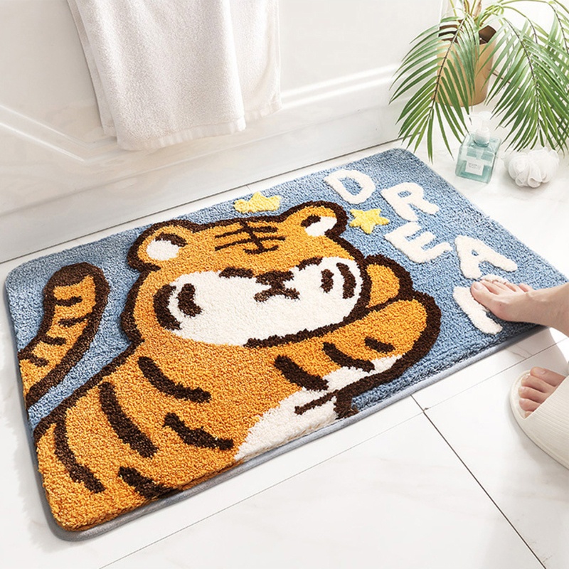 Thảm Chùi Chân Chống Trượt Thấm Hút Tốt In Hình Hổ Hoạt Hình Dễ Thương