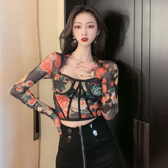 Mới áo thun tay ngắn phối lưới thời trang cho nữ COZOK