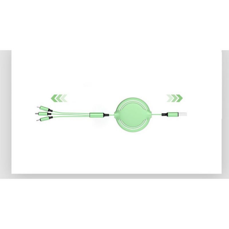 Dây Cáp Sạc Nhanh Điện Thoại 3 Đầu Dây Rút Đa Năng