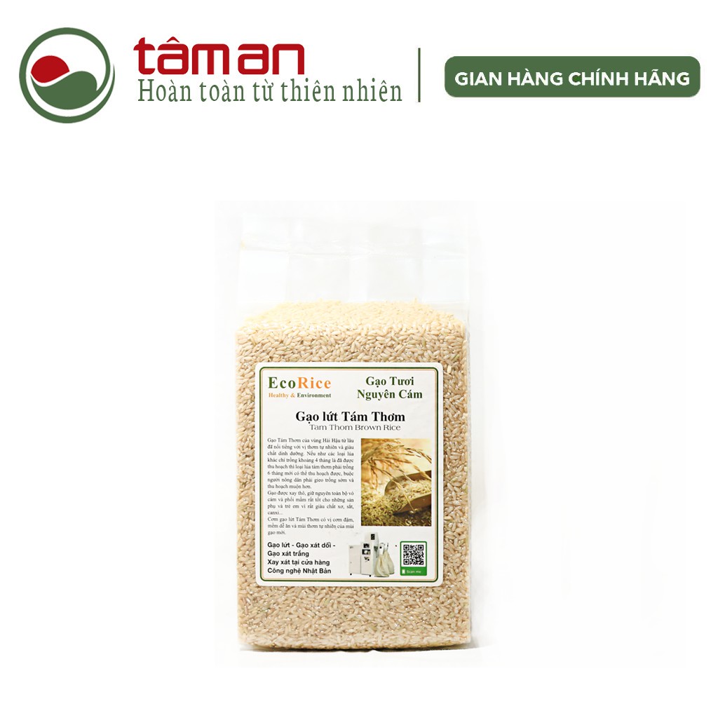 Gạo Lứt Tám Thơm 1Kg - Canh tác hữu cơ, không hóa chất