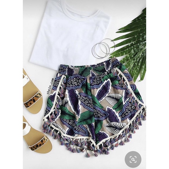[size 2/50-60ky] Quần đùi 🩳 lanh đi biển viền ren tua rua