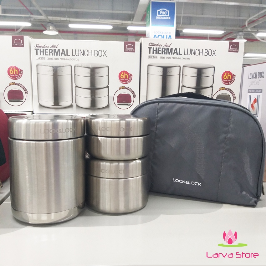 Bộ Hộp Cơm giữ nhiệt Inox 304 Lock&amp;Lock LHC8016 1150ml