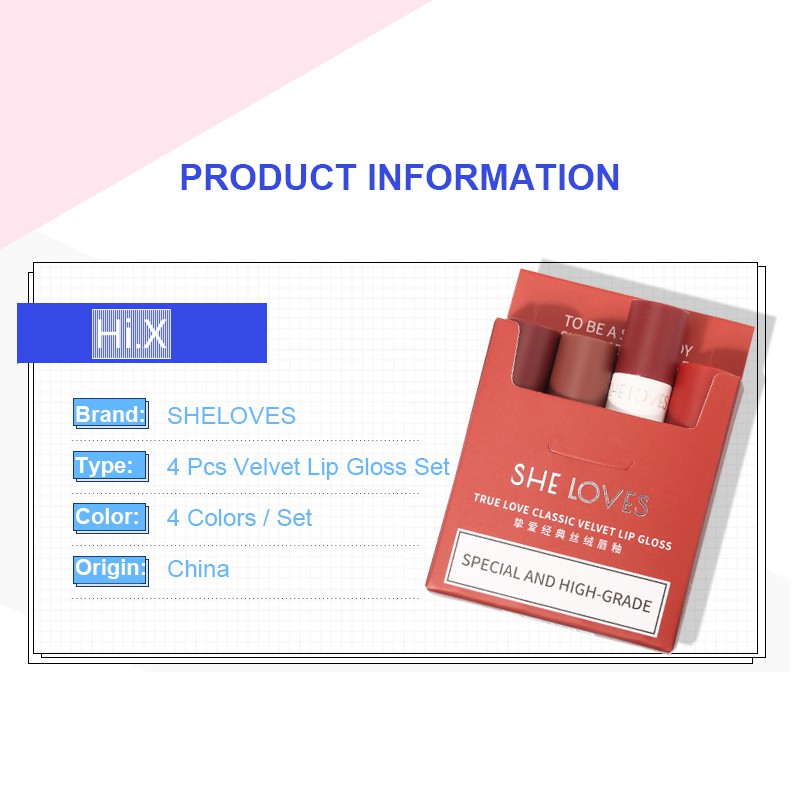 (Hàng Mới Về) Set 4 Son Kem Lì Chống Nước Chất Son Mịn Như Nhung | BigBuy360 - bigbuy360.vn