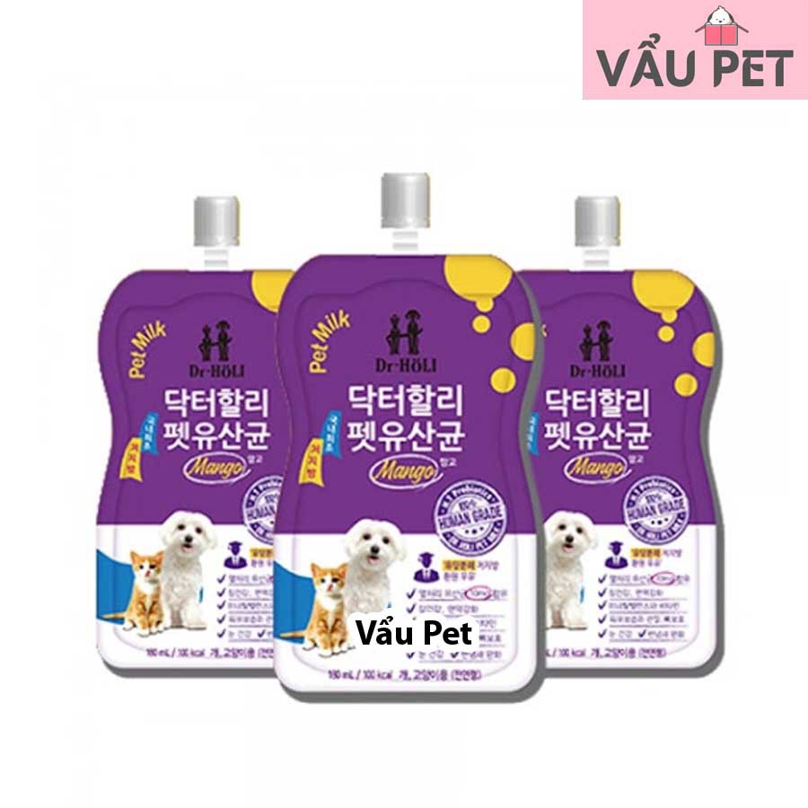 Sữa cho Chó Dr.HOLI Petmilk Probiotic 180ml - bổ sung men đường ruột, hỗ trợ tiêu hoá cho chó mèo