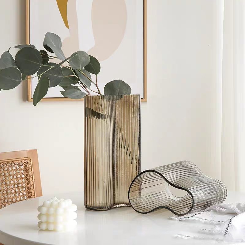 bình thủy tinh hoa khô hoa trang trí phòng khách VÂN SỌC SÁNG TẠO TIMEDECOR