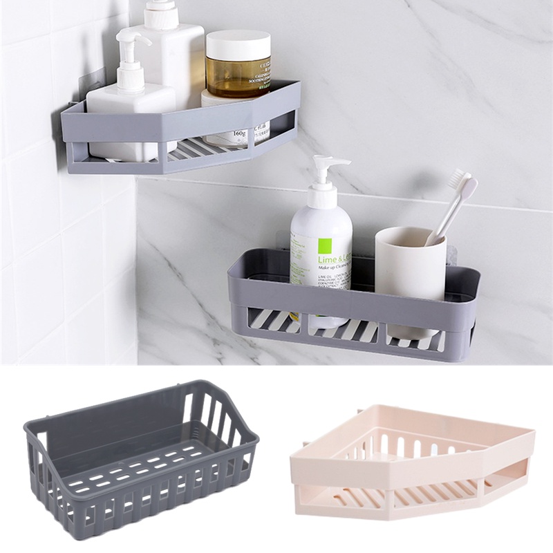 1 Kệ Đựng Đồ Gắn Góc Tường Không Khoan Không Cần Đục Lỗ Sắp Xếp Gọn Gàng Cho Nhà Bếp Nhà Tắm