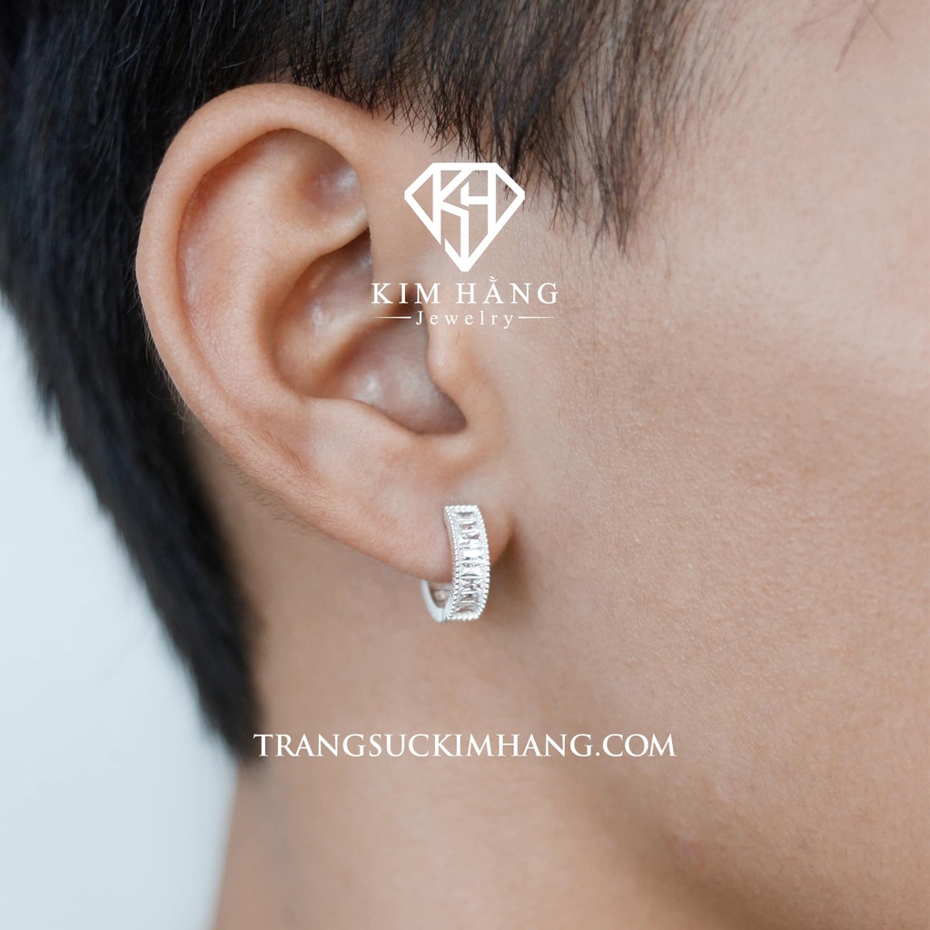 Khuyên Tai BẠC Thiết Kế Full Đá Baguette