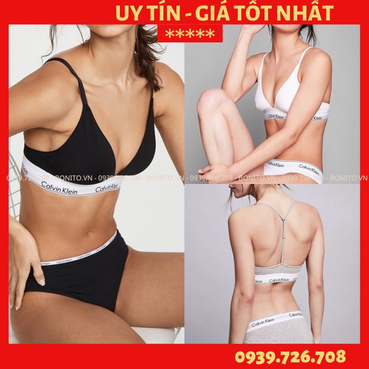 Bộ đồ lót.C.K ❤️ Áo lót bra cotton dây lưng chữ T có khe nhét mút (kèm mút) - HÀNG CHUẨN CAO CẤP màu trắng đen xám
