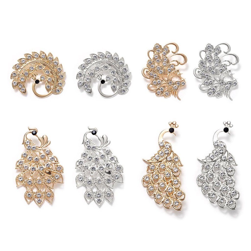 Trâm Cài Áo Hình Con Công Đính Đá|Ghim Hợp Kim