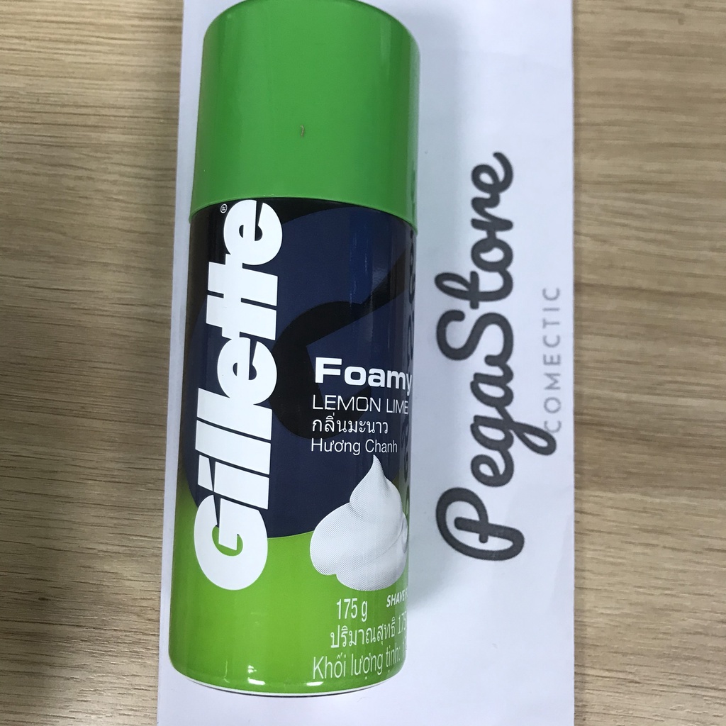 Bọt cạo râu GILLETTE Foamy Shaving Foam kem cạo râu 175g / 50g Menthol Lemon / gel cạo râu GILLETTE Schiuma Da Barba
