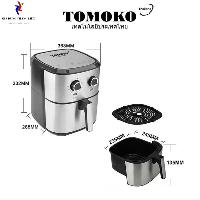 Nồi chiên không dầu TOMOKO 9L , nồi chiên không dầu dung tích lớn Thái Lan