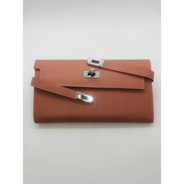 Ví dài Nữ/ Clutch cầm tay H.M 538 , Da thật cao cấp, màu Hồng thanh lịch