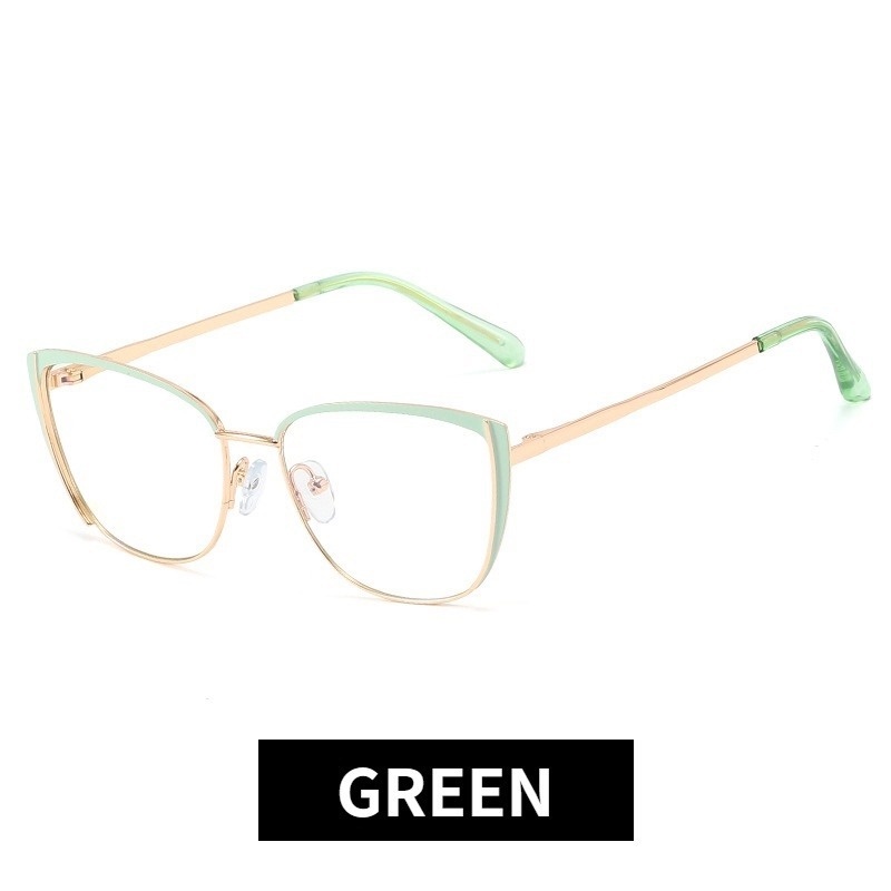 Mắt Kính Gọng Kim Loại Hình Mắt Mèo Chống Ánh Sáng Xanh Thời Trang Retro Phương Tây Cho Nữ