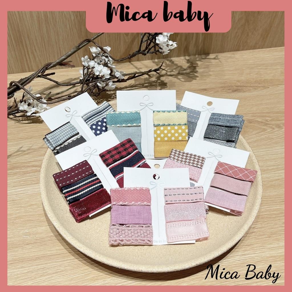 Set 6 kẹp tóc bọc vải kiểu dáng vintage dễ thương cho bé Mica Baby KT14