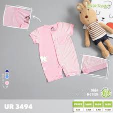Bộ Quần áo body cộc tay bamboo trơn pha kẻ tăm Ual&Rogo 3494 cho bé