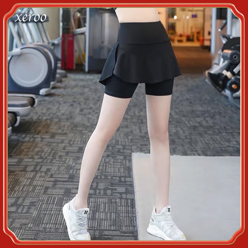 Quần Thể Thao Nữ Cạp Cao, Quần Thể Thao Giả Hai Mảnh Tất Cả Trong Một Quần Thể Thao Nhanh Khô Quần Dài 9 Điểm Cộng Với Kích Thước Quần Cạp Cao