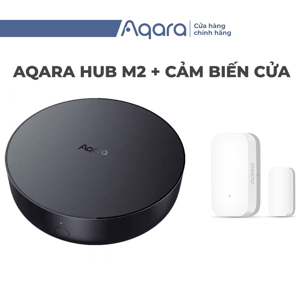 Combo Aqara Hub M2 và Cảm Biến Cửa Aqara tương thích HomeKit, phát hiện cửa và cảnh báo an ninh