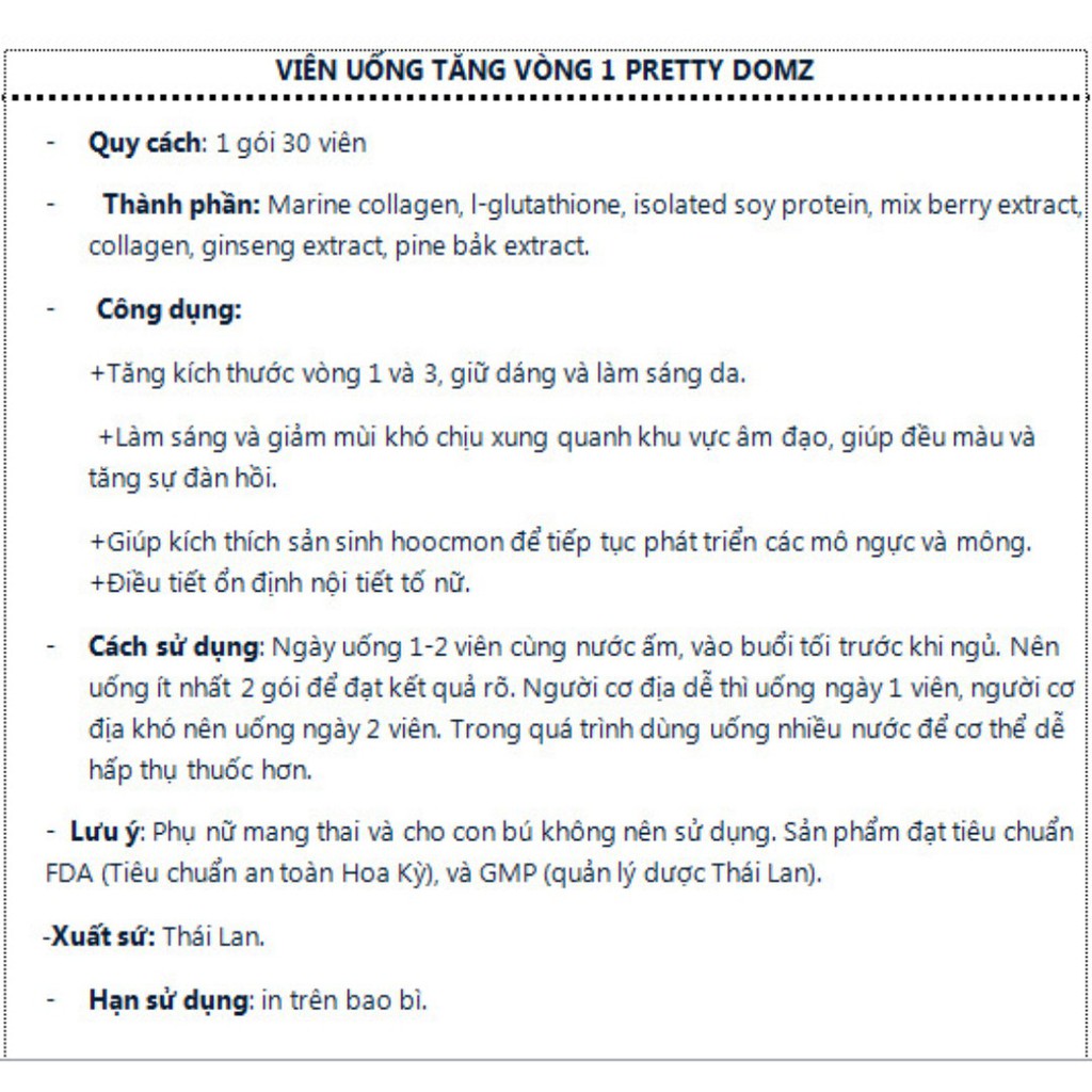 (SHOP NGUYỄN NHƯ THỦY) Viên uống  Patty Doomz Thái Lan chính hãng (Gói 30 viên) | BigBuy360 - bigbuy360.vn