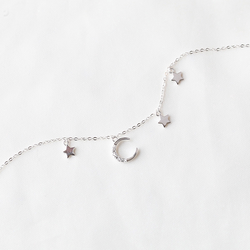 Vòng tay nữ hình mặt trăng ngôi sao mạ bạc thời trang Silver Chain Bracelets Moon Star Pendant Bracelet Women Fashion Jewelry