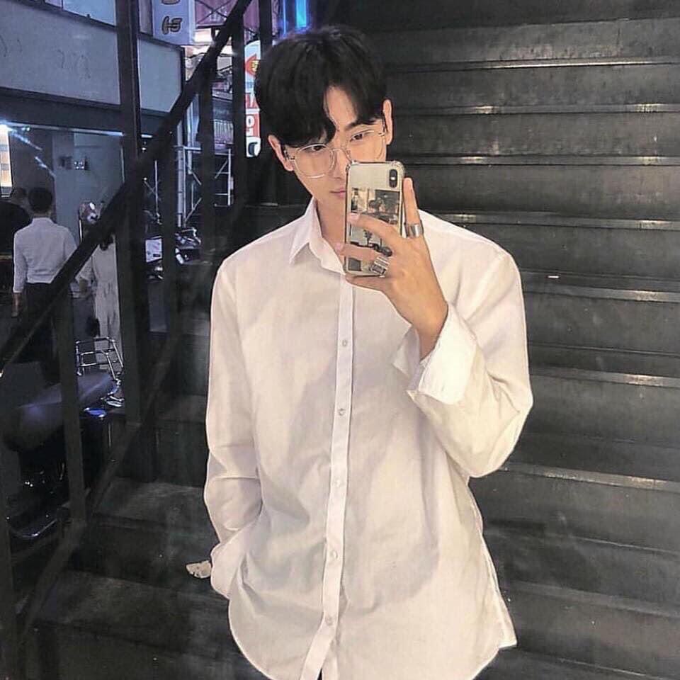 Áo Sơ Mi Trơn thun Dầy Dặn Tay Dài Nam Cho Tomboy Trắng Đen Form Rộng Bigsize Unisex Cao Cấp Đi Học Công Sở Nguyễn Nguyê