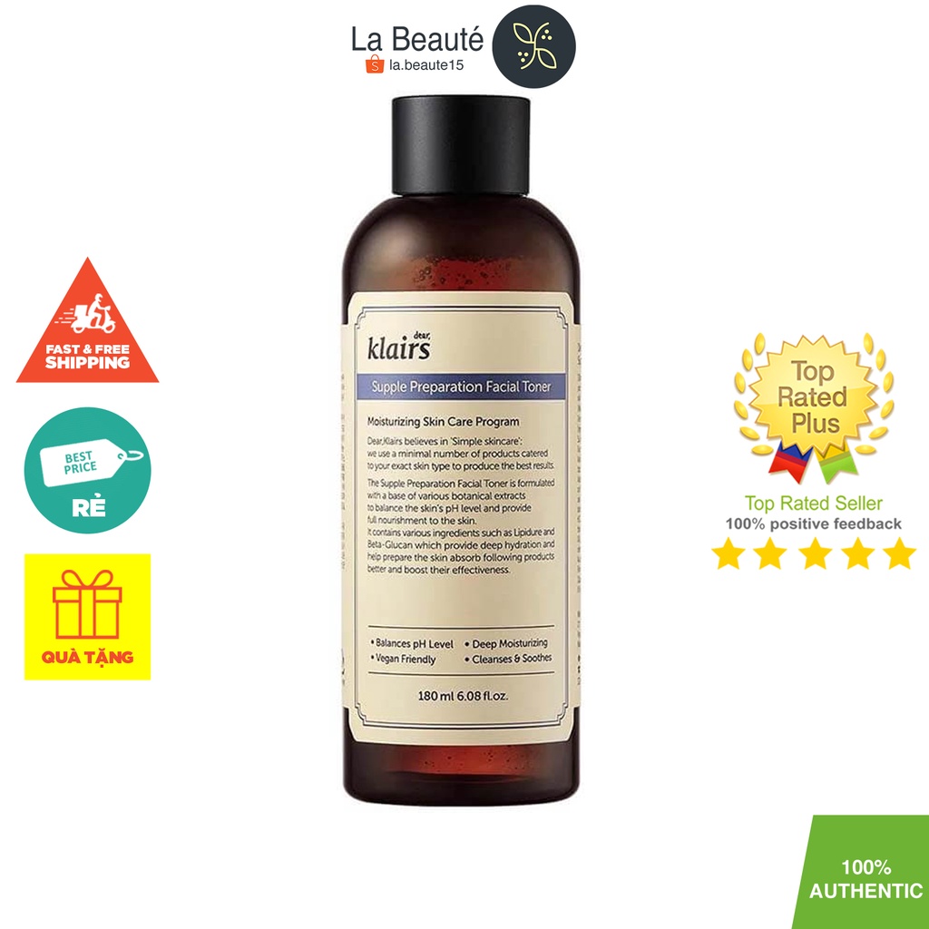 Klairs Supple Preparation Facial Toner - Nước Hoa Hồng Cho Da Nhạy Cảm 180ml