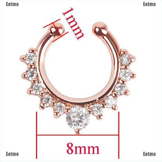 (Eetmo) 1Pc Fashion Fake Septum Clicker Nose Ring Non Piercing Hanger Clip On Jewelry