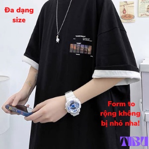 Áo thun tay lỡ unisex form rộng GAME, áo phông nam nữ oversize 2 màu đen xanh co giãn 4 chiều