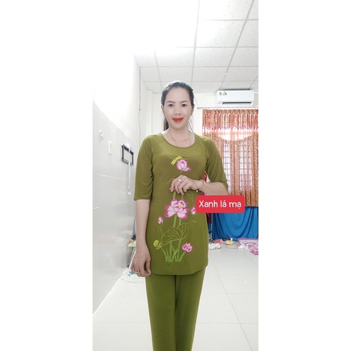 bộ Lam -cách Tân thêu hoa40-72kg) mặc vừa ,hàng có sẵn