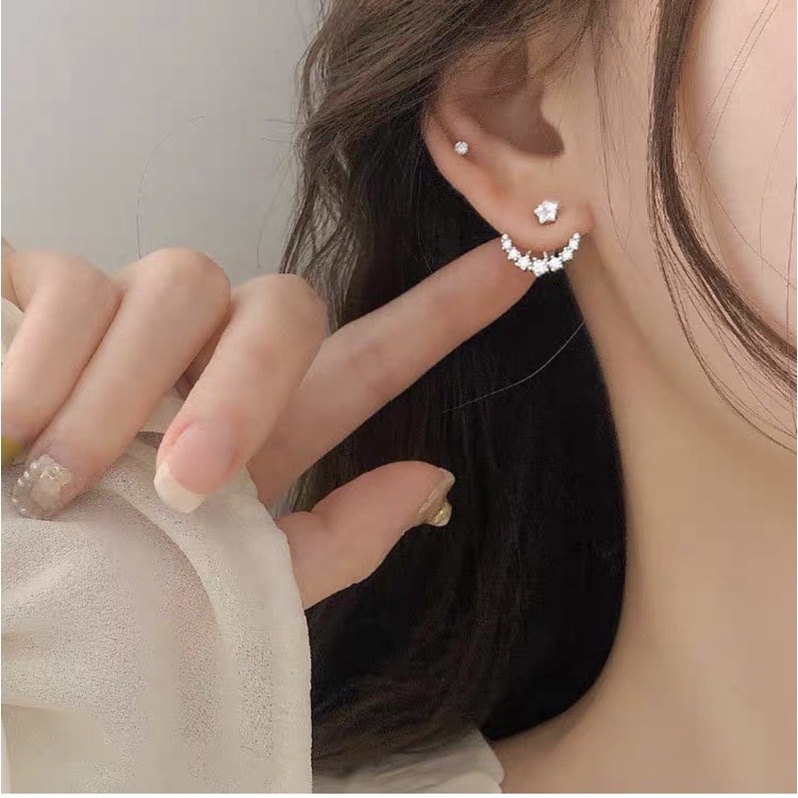 Bông tai ngôi sao đá đeo 2 kiểu