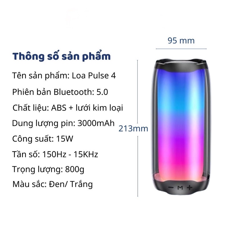 Loa Bluetooth JBL pulse 4 Đèn Led Âm Thanh Chuẩn Bass Căng Đét Hàng Cao Cấp