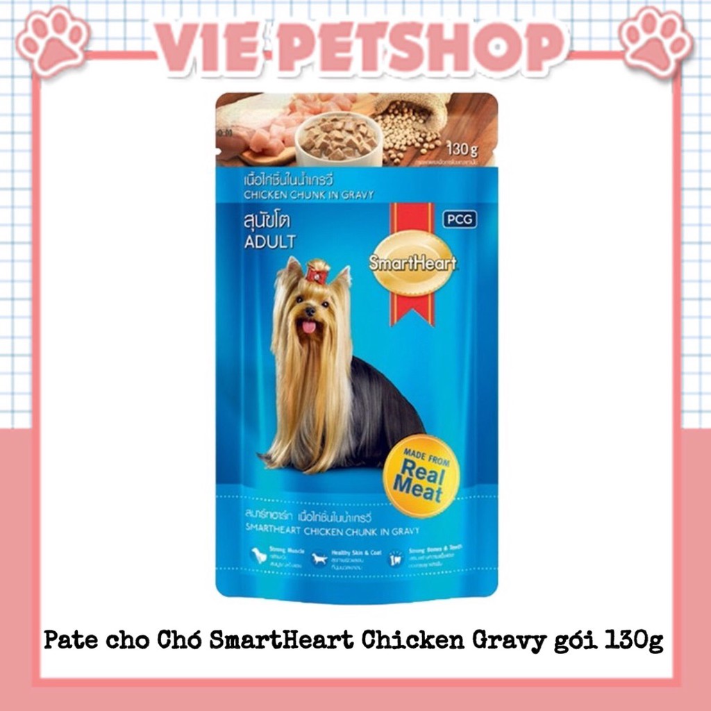 [TIẾT KIỆM] COMBO 3 Gói Pate cho Chó Lớn SMARTHEART Mix Đủ Vị Gói 130Gr | Vie PETSHOP