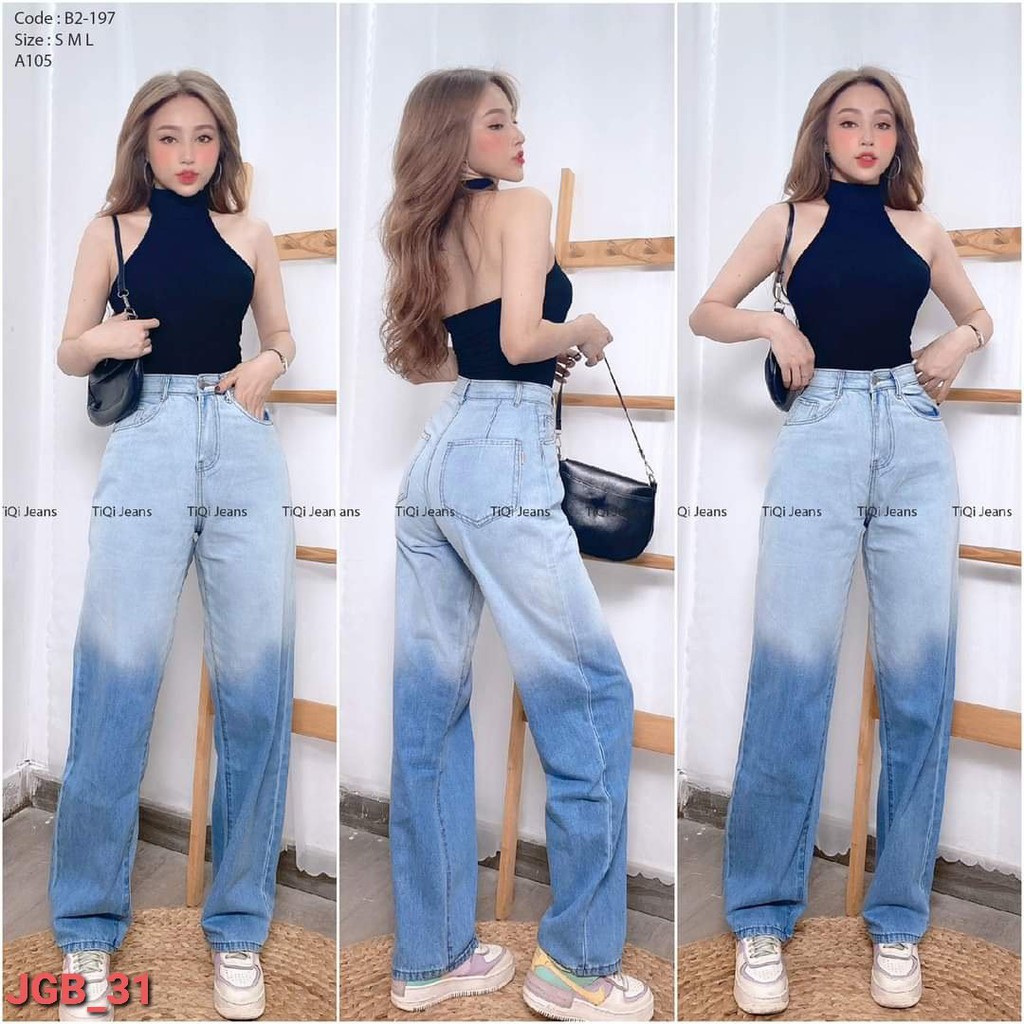 Quần Jeans Nữ Ống Suông Loang Ombre Ulzzang Q49
