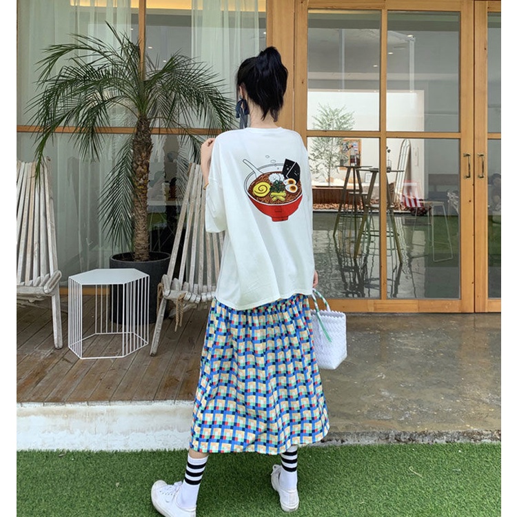 Đầm Hai Dây Dáng Rộng Họa Tiết Sọc Caro Ngọt Ngào Cho Nữ