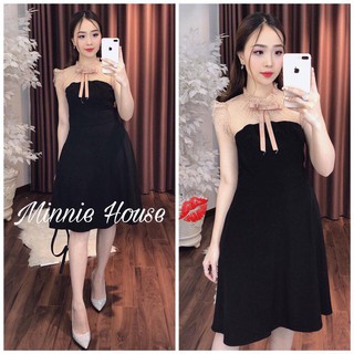 Đầm cổ nơ xòe cổ điển