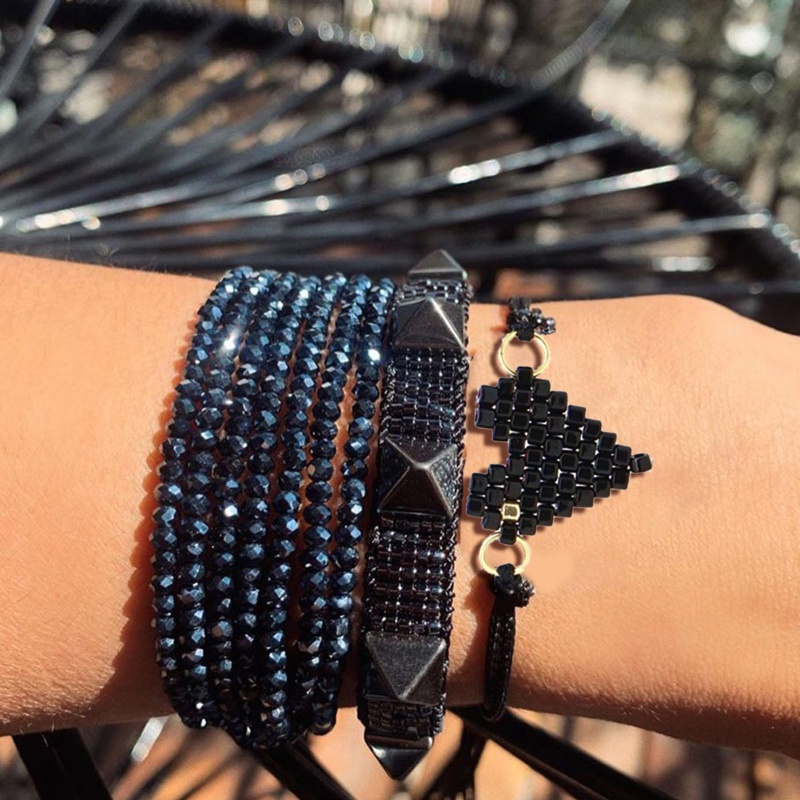 Vòng Tay Dây Bện Phối Hạt Hình Trái Tim Handmade Có Thể Điều Chỉnh Cho Cặp Đôi