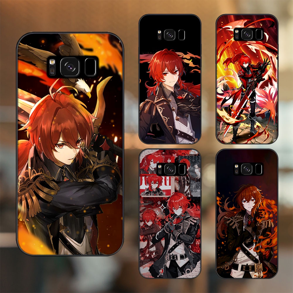 Ốp lưng Samsung S8, S8 Plus viền đen in hình Diluc Genshin Impact