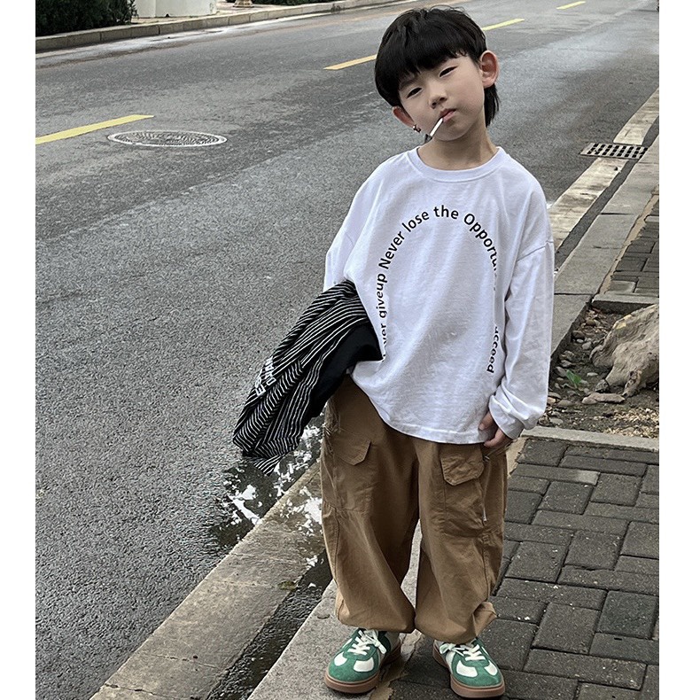 Quần Jogger kaki túi hộp ống rộng phong cách cho bé Q852 [FORM TO HƠN 0.5 SIZE]