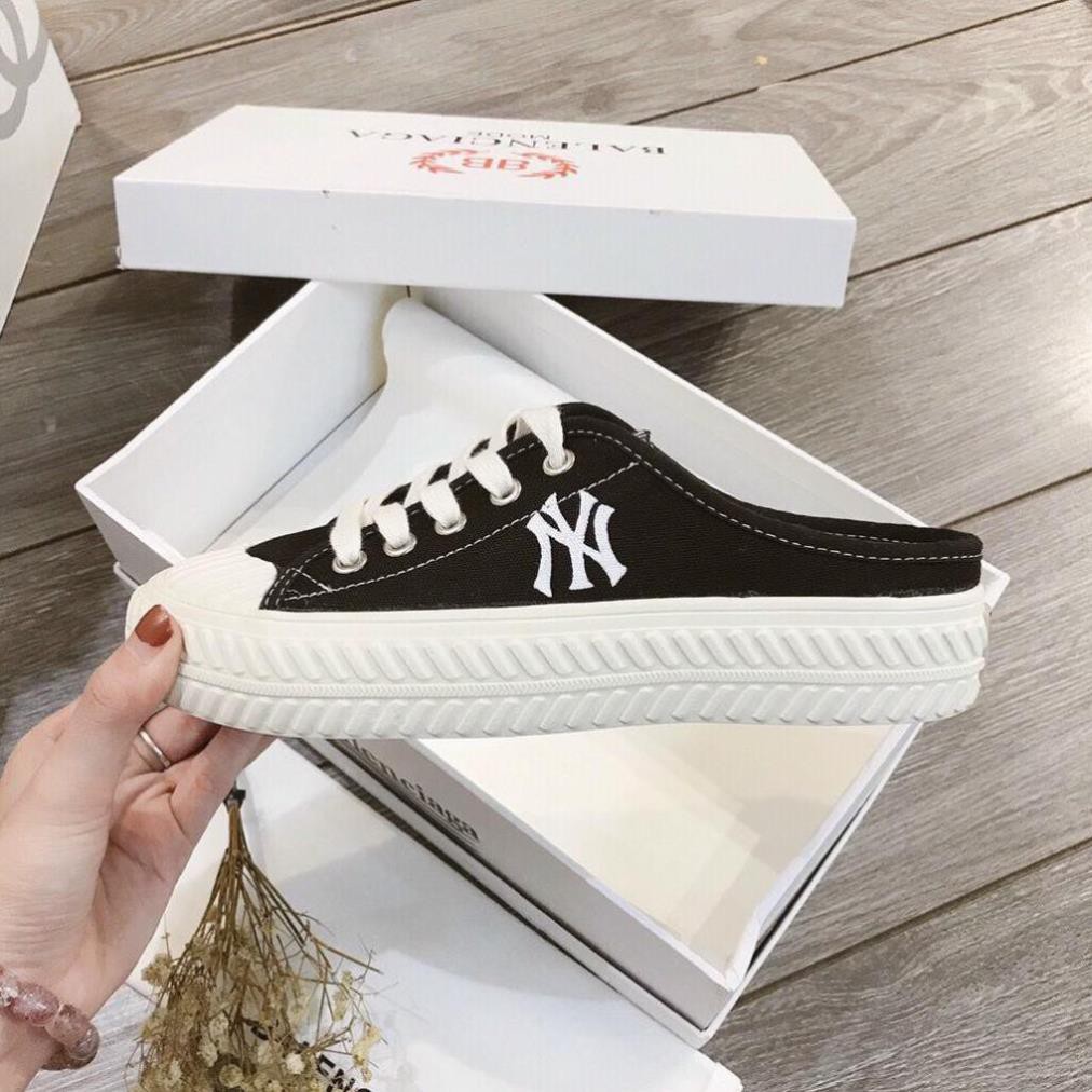 Giày sục nữ MLB ny Đen lười đạp gót Hot trend thể thao sneaker