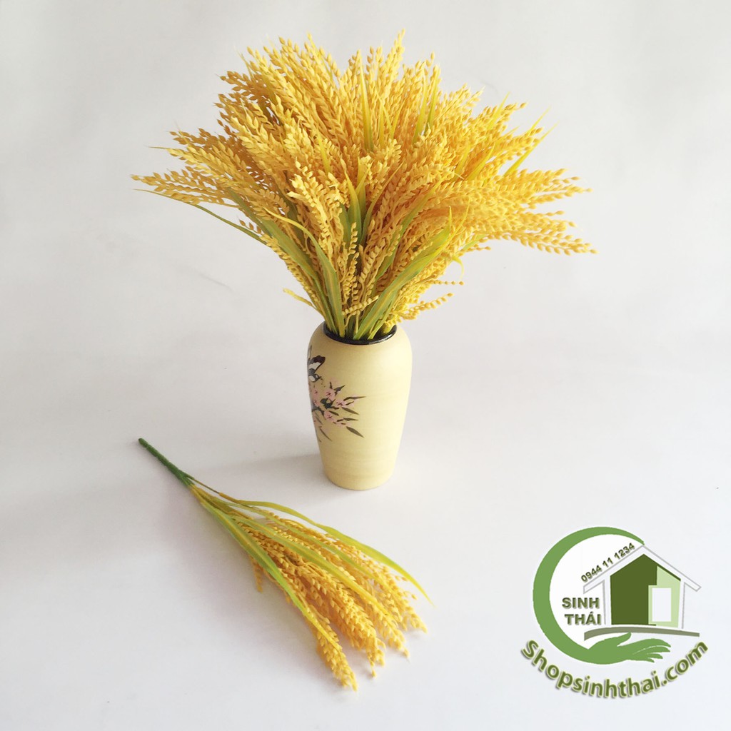 Bụi cây bông lúa vàng - cây hoa giả cao cấp