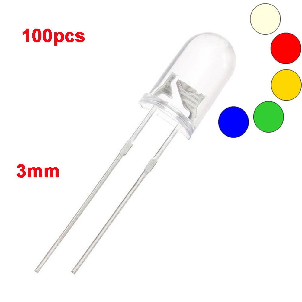 Set 100 Đèn Led Đi Ốt Kích Thước F3 / 3mm