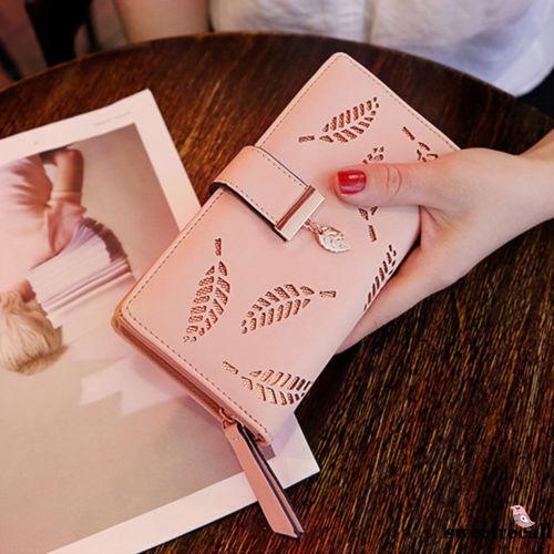Women's Leather Long Purse Card Holder Phone Case Hand Clutch Bag Leaf PU Wallet