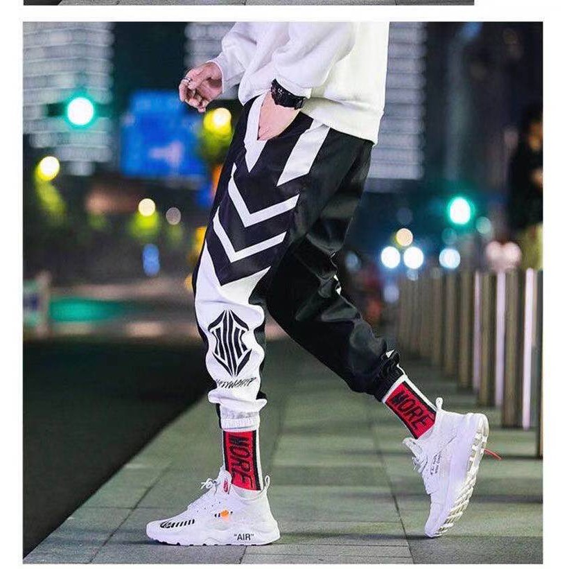 Quần Jogger Trắng Ống Rộng Phong Cách Hip hop Cho Nam