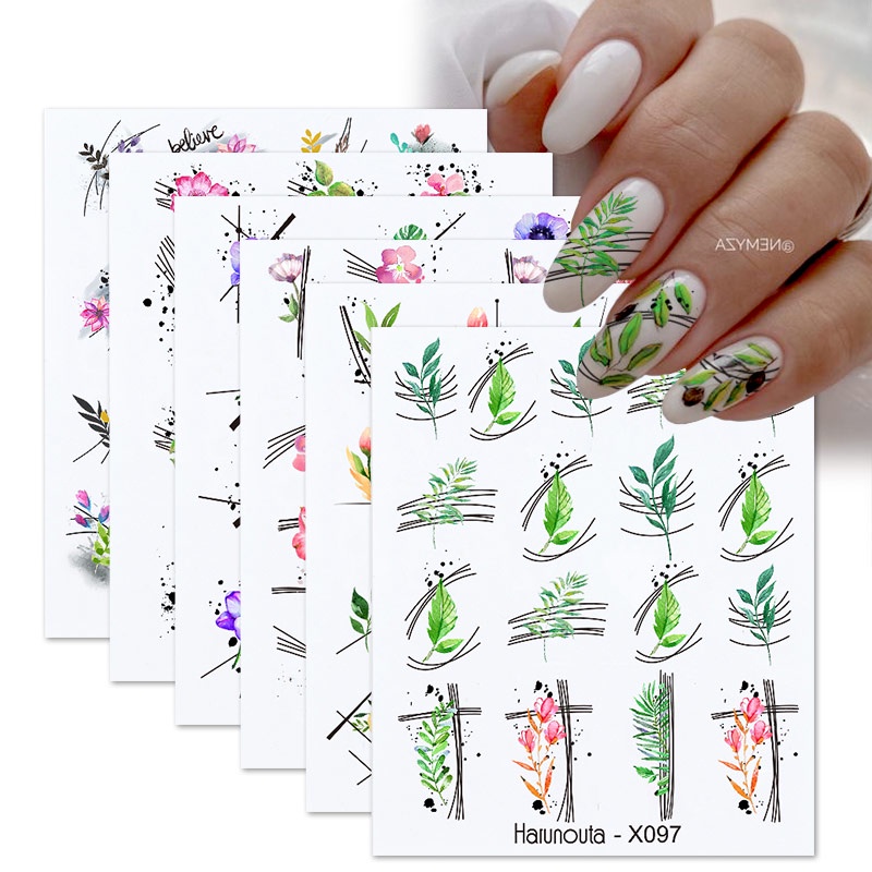 Set 6 tờ miếng dán móng tay UR SUGAR dạng chuyển nước dán móng nghệ thuật