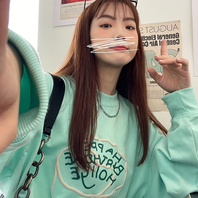 Áo Sweater Mỏng Cổ Tròn Dáng Rộng Màu Xanh Bạc Hà Phong Cách Hàn Quốc Thời Trang Cho Nữ 2022