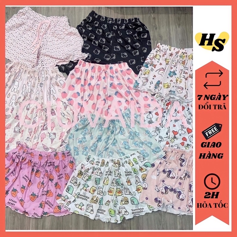 Quần short nữ mặc nhà họa tiết kitty - HUS [FREESHIP] màu ngẫu nhiên freesize dưới 60 Kg mã QH02