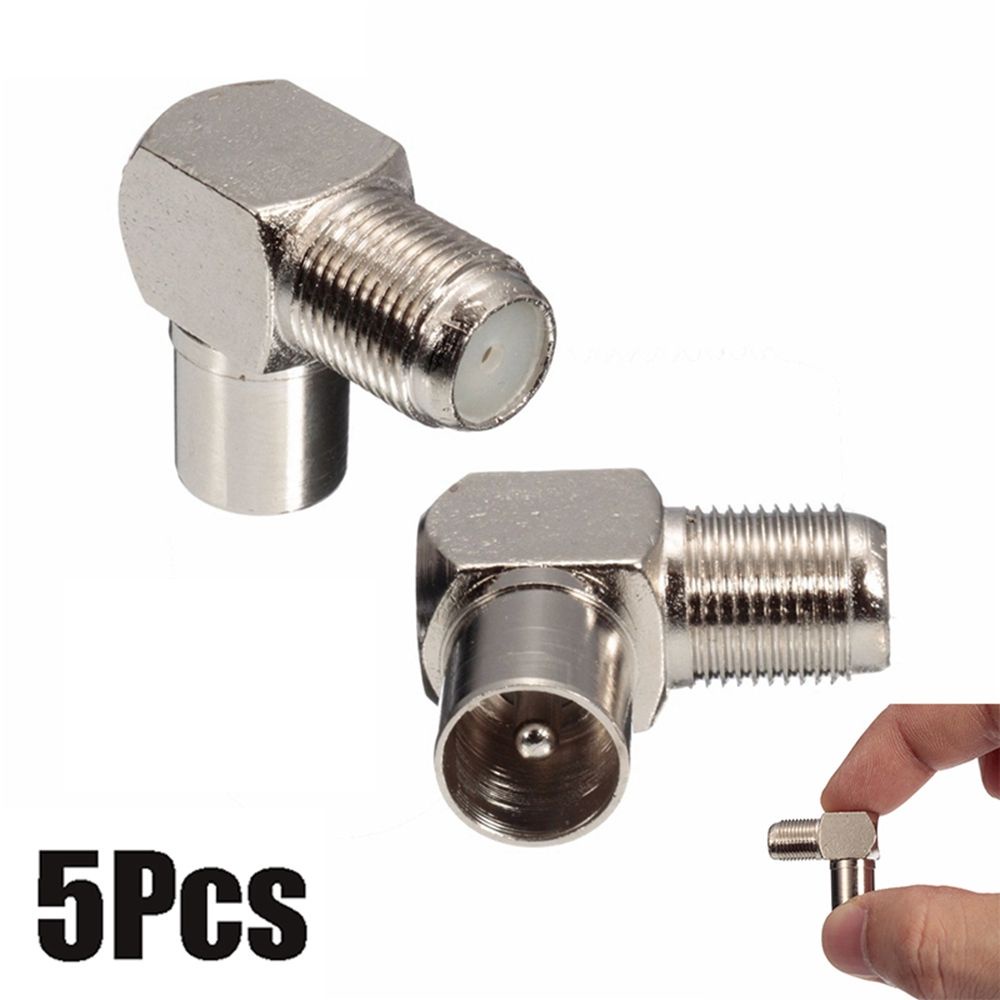 Set 5 Đầu Nối Ăng Ten Tv Rg5 Rg6 Góc Phải 90 Độ Bằng Hợp Kim Nhôm