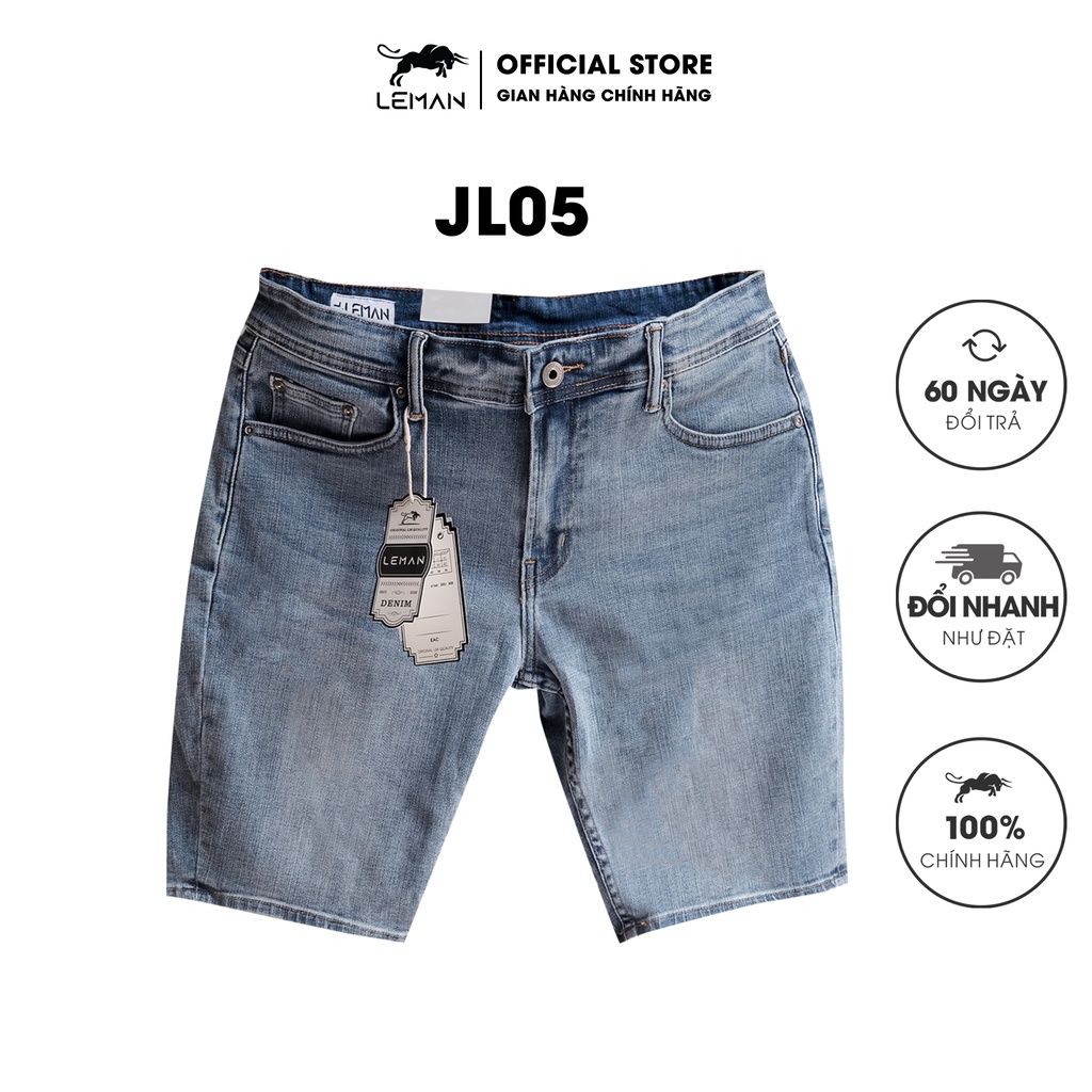 Quần Jean nam ngắn Leman JL05 - Form Slim màu xanh nhạt - đổi trả vui vẻ 60 ngày