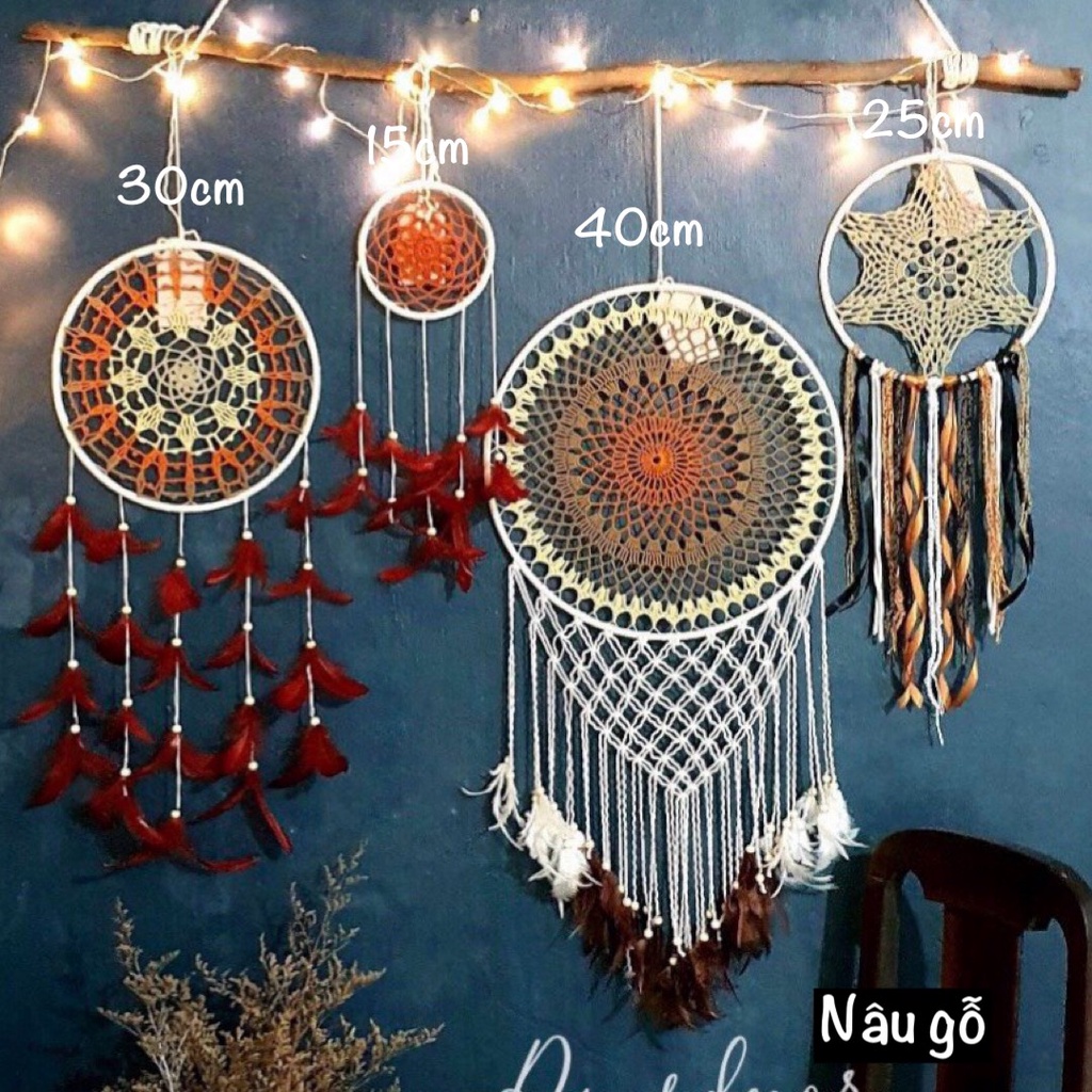 Nhiều mẫu - Set dreamcatcher 4 vòng sz lớn phụ kiện trang trí nhà cửa phong cách Vintage